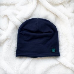 Dunkelblaue, gefütterte Baumwoll-Fleece-Mütze für Kinder
