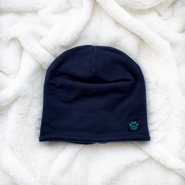Dunkelblaue, gefütterte Baumwoll-Fleece-Mütze für Kinder