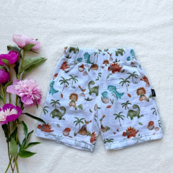 Kinder-Sommer-Musselin-Bermudas Dinos
