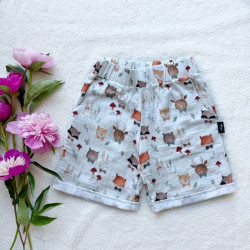 Kinder-Sommer-Musselin-Bermudas mit Tiermotiven