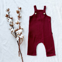Kind Sommer Muselino Trägershorts bordeaux