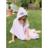 Kinderponcho mit Kapuze und lila Ohren
