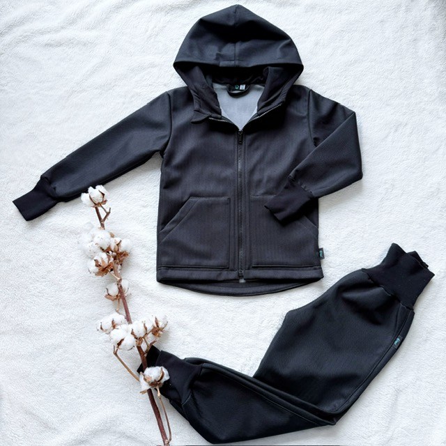 Kinder gefütterte Softshell-Hosen Schwarz - Fischgrätenmuster