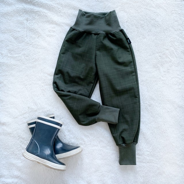 Kinder Winter Softshell gefütterte Hose mit Lammfell khaki